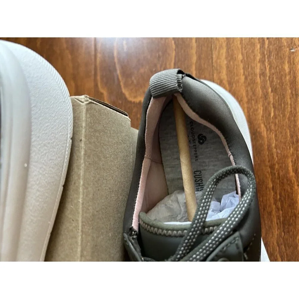 Clarks Cloudsteppers Camo Sneakers Ezera‎ Lace Dark Olive NEW 6.5 N